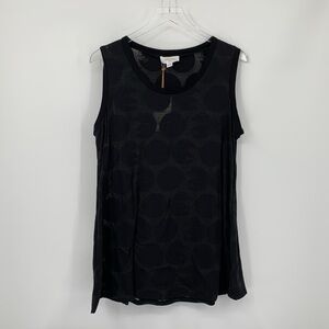 Luukaa sleeveless polka dot tunic shirt blouse top burnout black white new 12 L